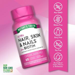 Nature's Truth Ultra Hair, Skin & Nails Plus Biotin, 60 Coated Caplets