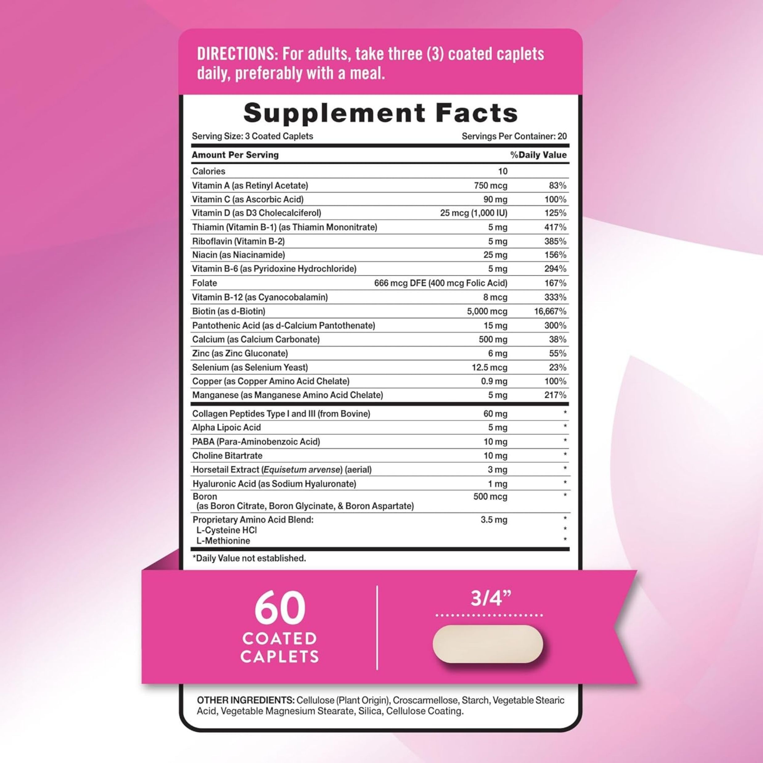 Nature's Truth Ultra Hair, Skin & Nails Plus Biotin, 60 Coated Caplets