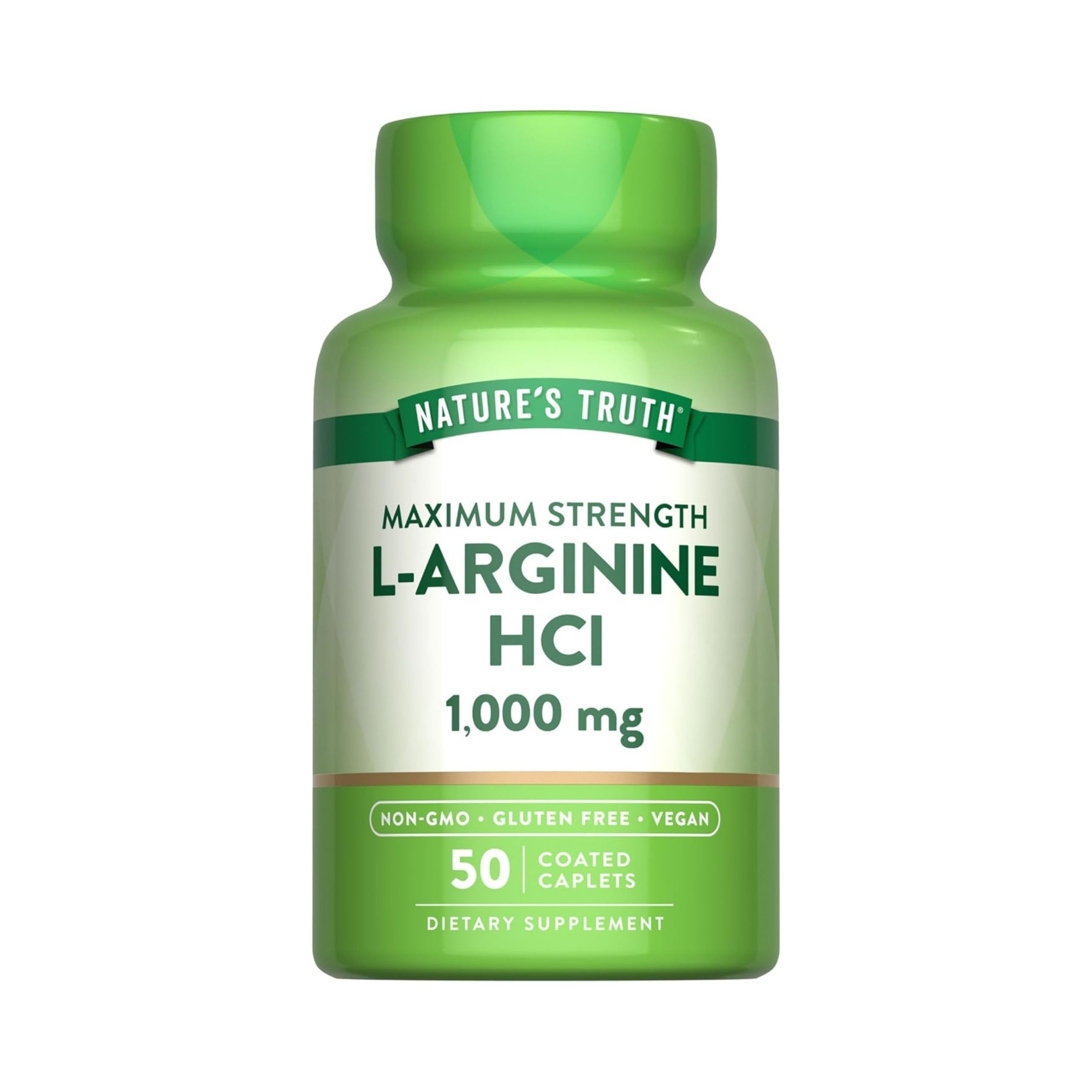 Nature's Truth Vitamins, Maximum Strength L-Arginine HCL, 1,000 Mg, 50 Coated Caplets