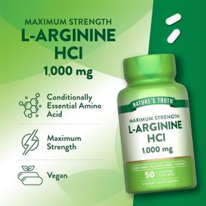 Nature's Truth Vitamins, Maximum Strength L-Arginine HCL, 1,000 Mg, 50 Coated Caplets