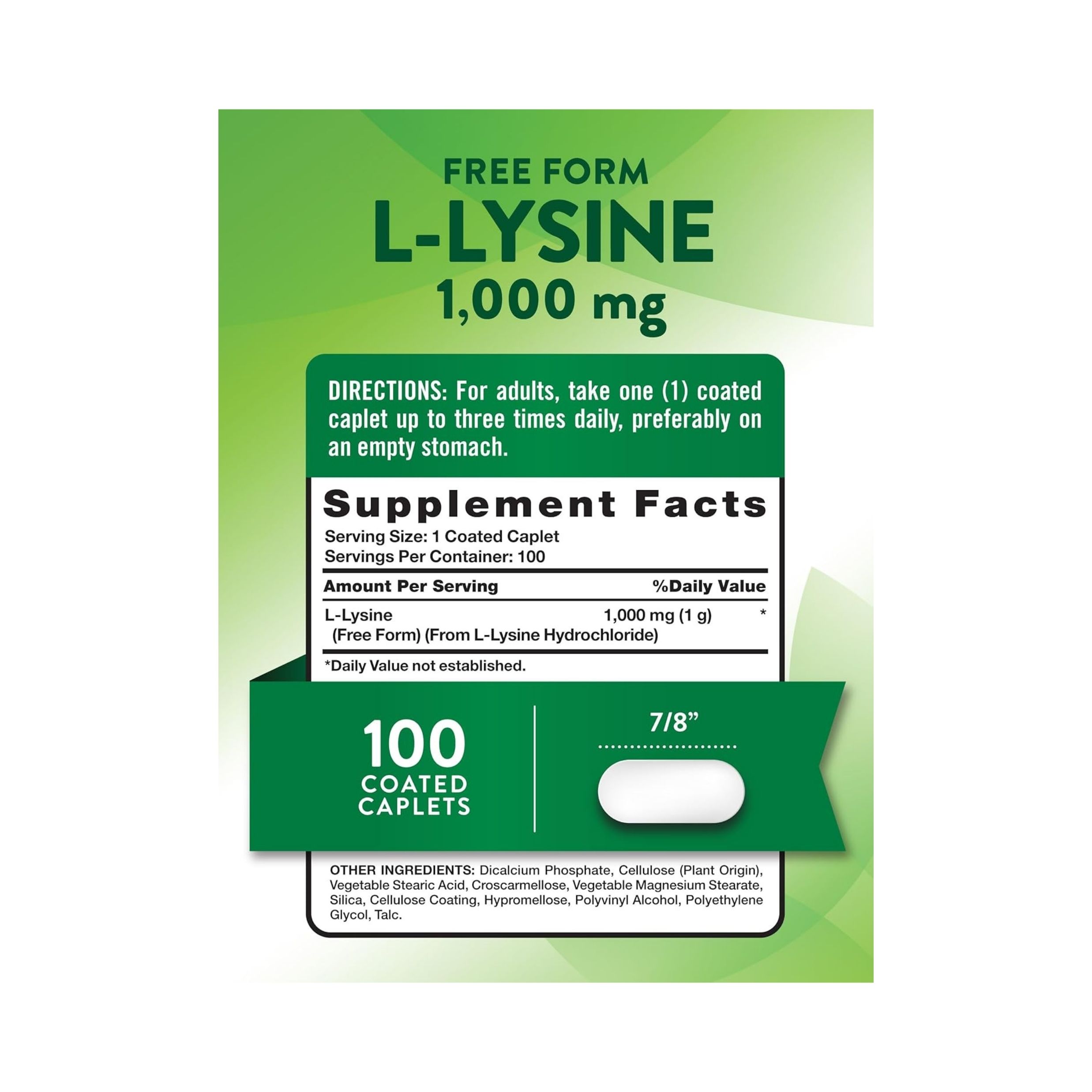Case Of 24-L-Lysine 1000 Mg Cpl Nat Tru Caplet 1000 Mg 100 By Rudolph Investment Group Trust USA