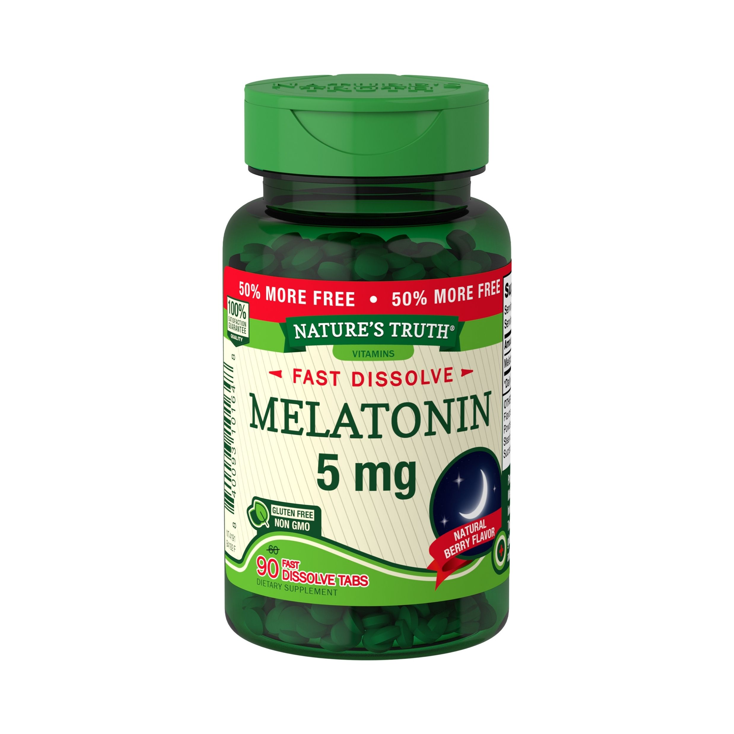 Nature's Truth Melatonin, Fast Dissolve Sleep, 5 Mg, Tablets, Natural Berry Flavor
