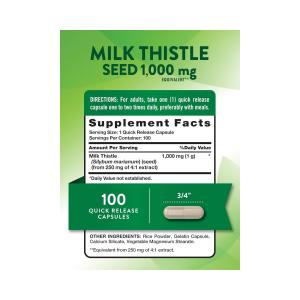 Nature's Truth Milk Thistle Seed Extract 1000 Mg Capsules