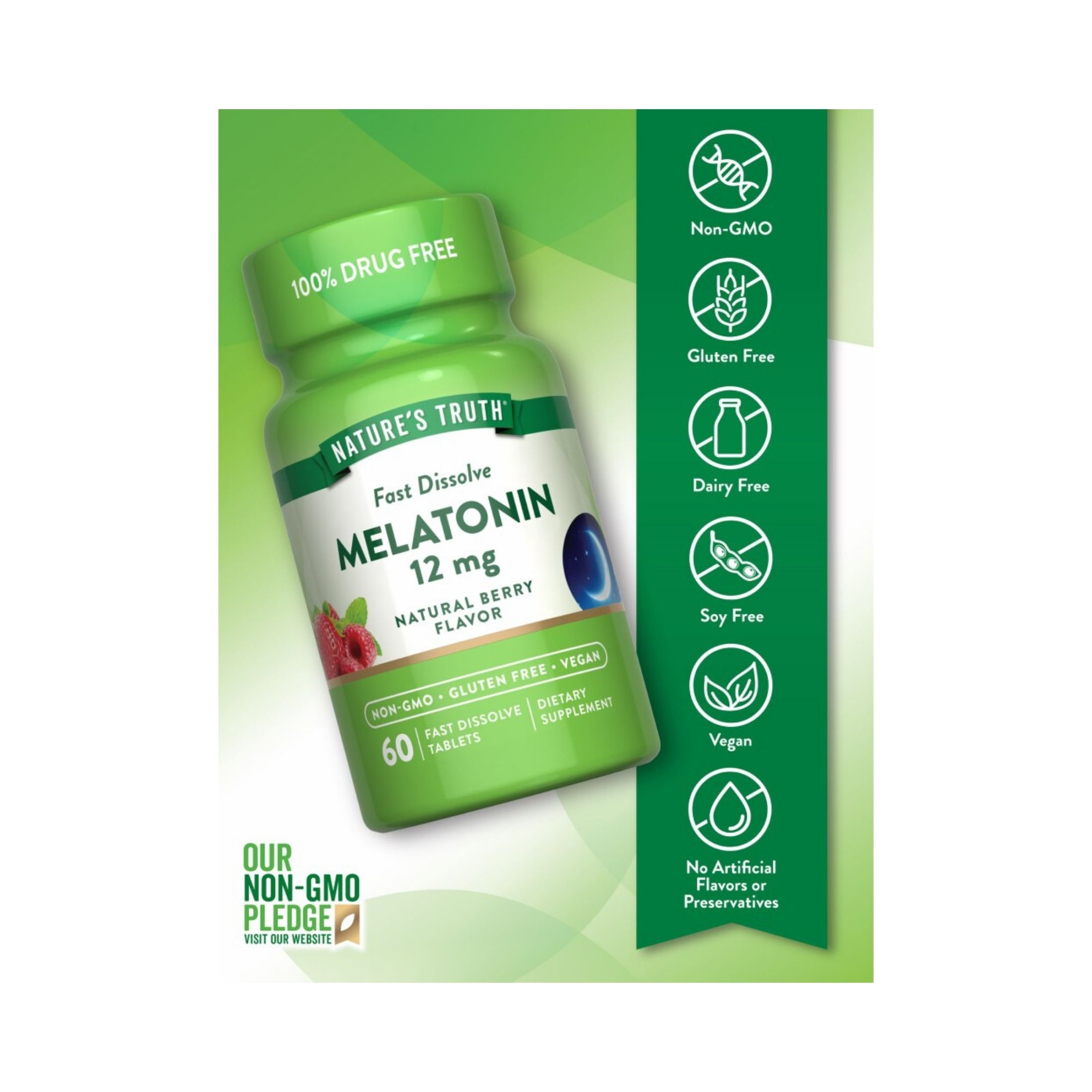 Nature's Truth Natural Berry Flavor Fast Dissolve Tablets 12 Mg Sleep Melatonin