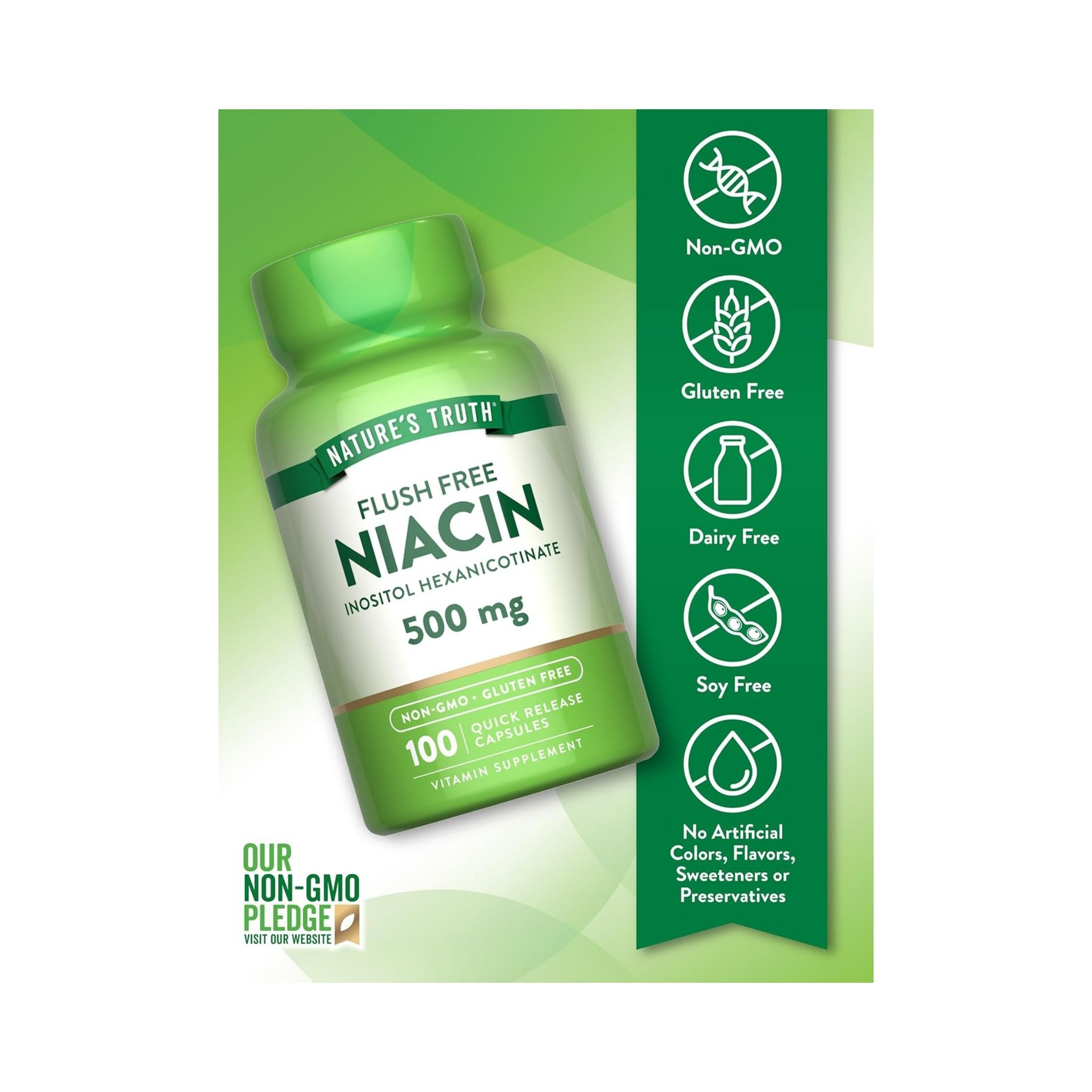 Nature's Truth Niacin, Flush Free, 500 Mg, Capsules