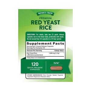 Nature's Truth Red Yeast Rice , 1,200 Mg , 120 Quick Release Capsules