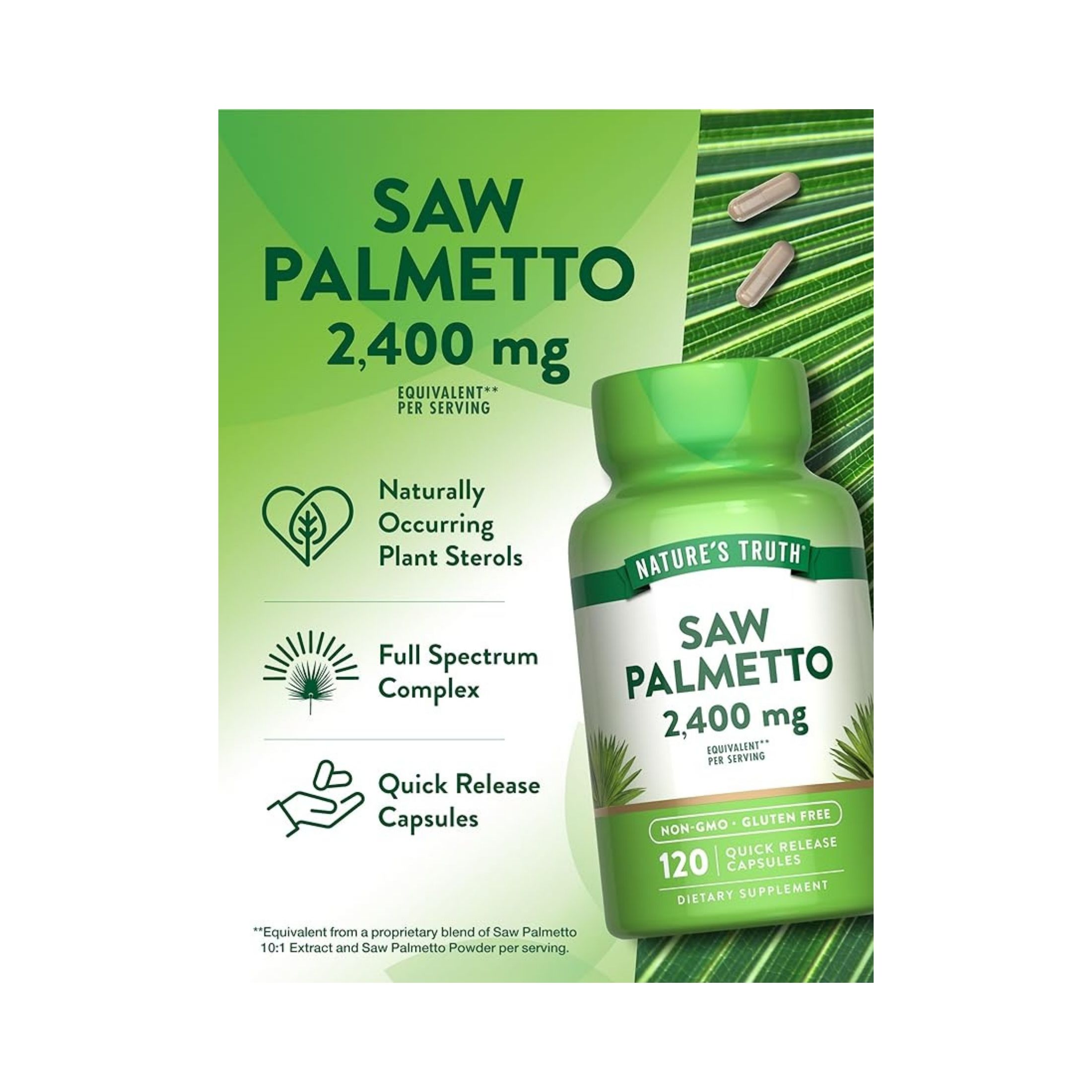 Nature's Truth Saw Palmetto 2400 Mg Quick Release Capsules