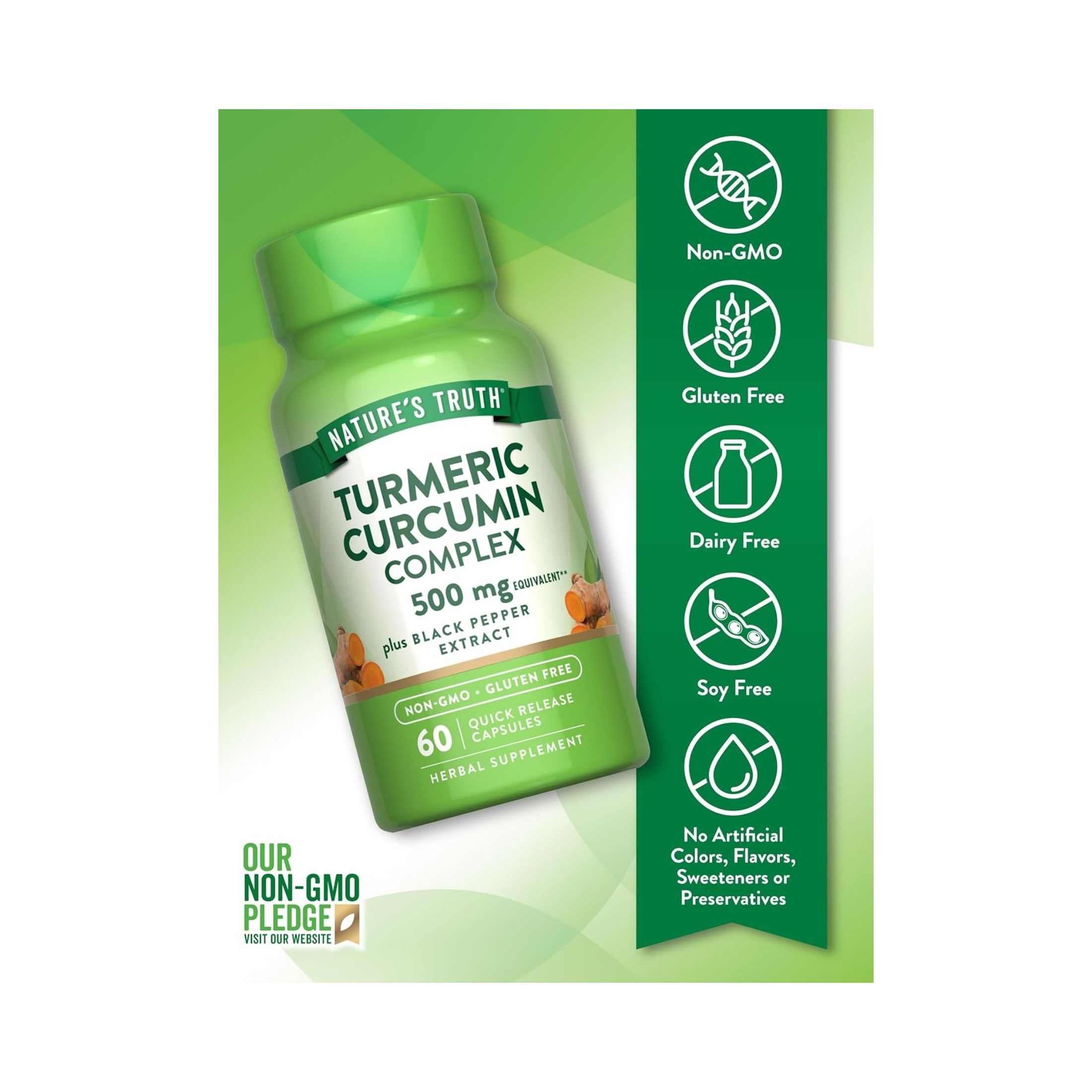 Nature's Truth Turmeric Curcumin Complex 500 Mg Plus Black Pepper Extract