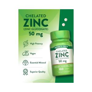 Nature's Truth Zinc, Chelated, 50 Mg, Tablets