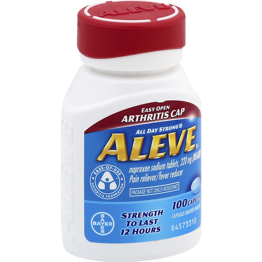 Aleve Easy Open Arthritis Cap Pain Reliever/Fever Reducer Naproxen Sodium Caplets, 220 Mg