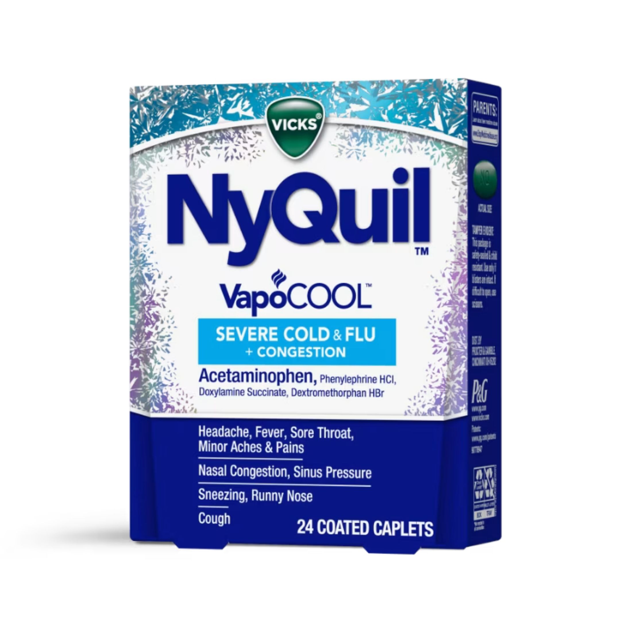 Vicks Cold & Flu + Congestion, Severe, Coated Caplets