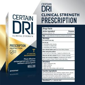 Certain Dri Antiperspirant, Prescription Protection, Clinical Strength, Roll On 1.2 Fl Oz