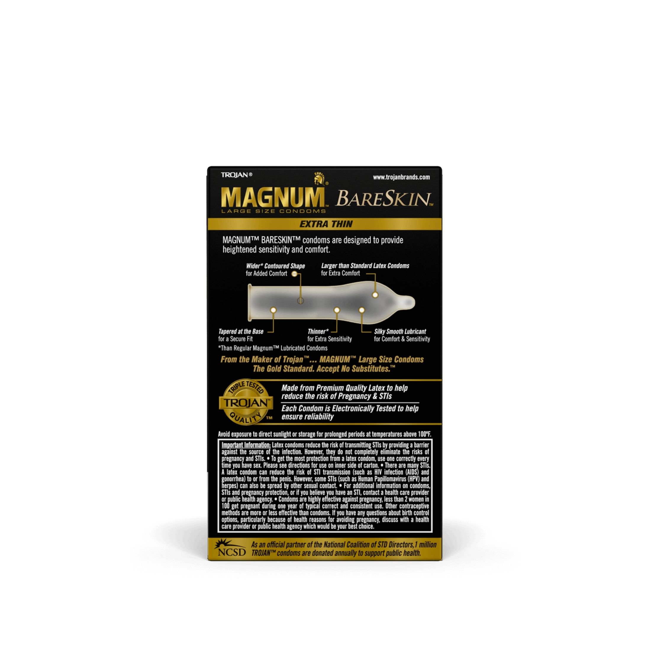 Trojan Magnum Large Size BareSkin Lubricated Latex Condoms