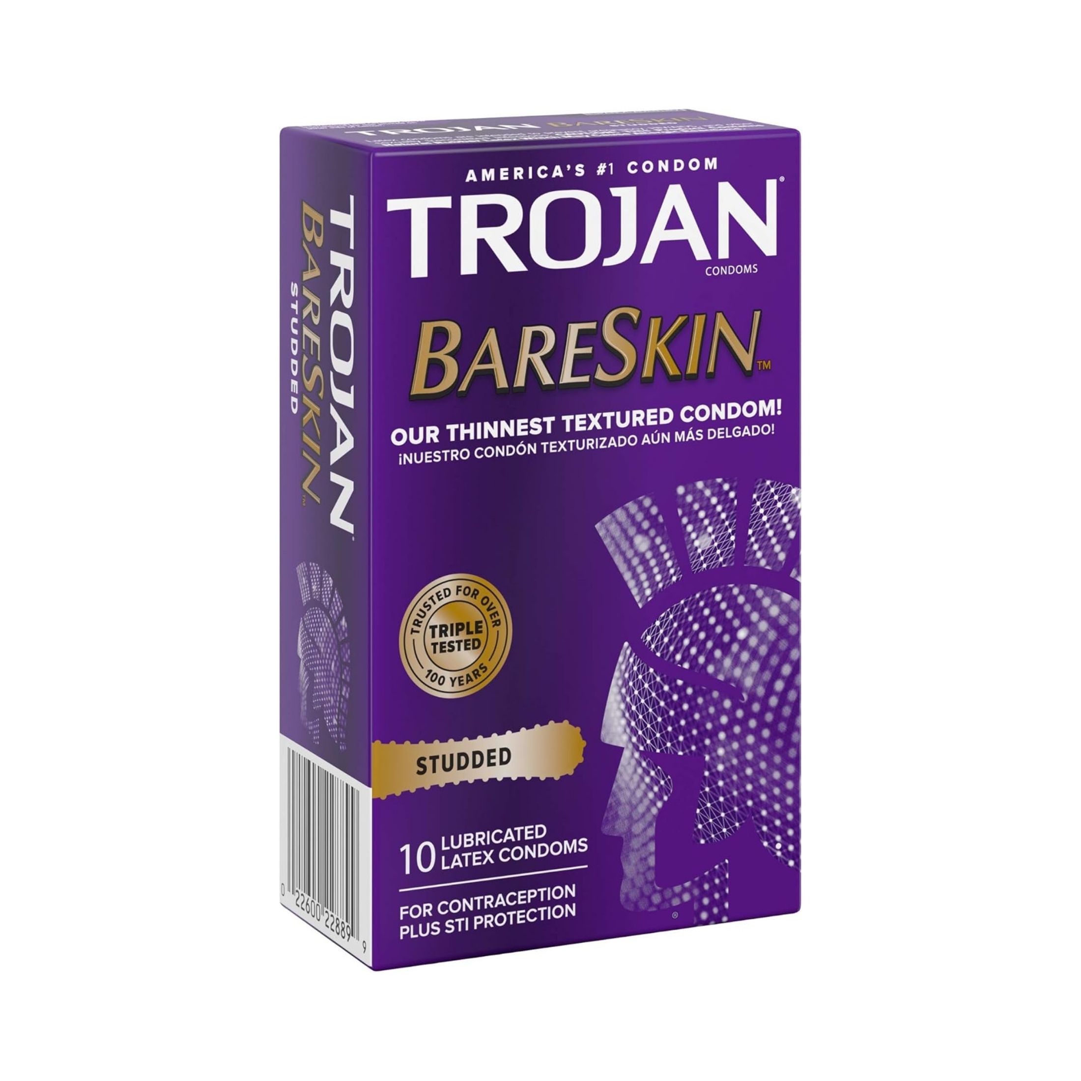 Trojan Studded Bareskin Premium Lubricated Latex Condoms