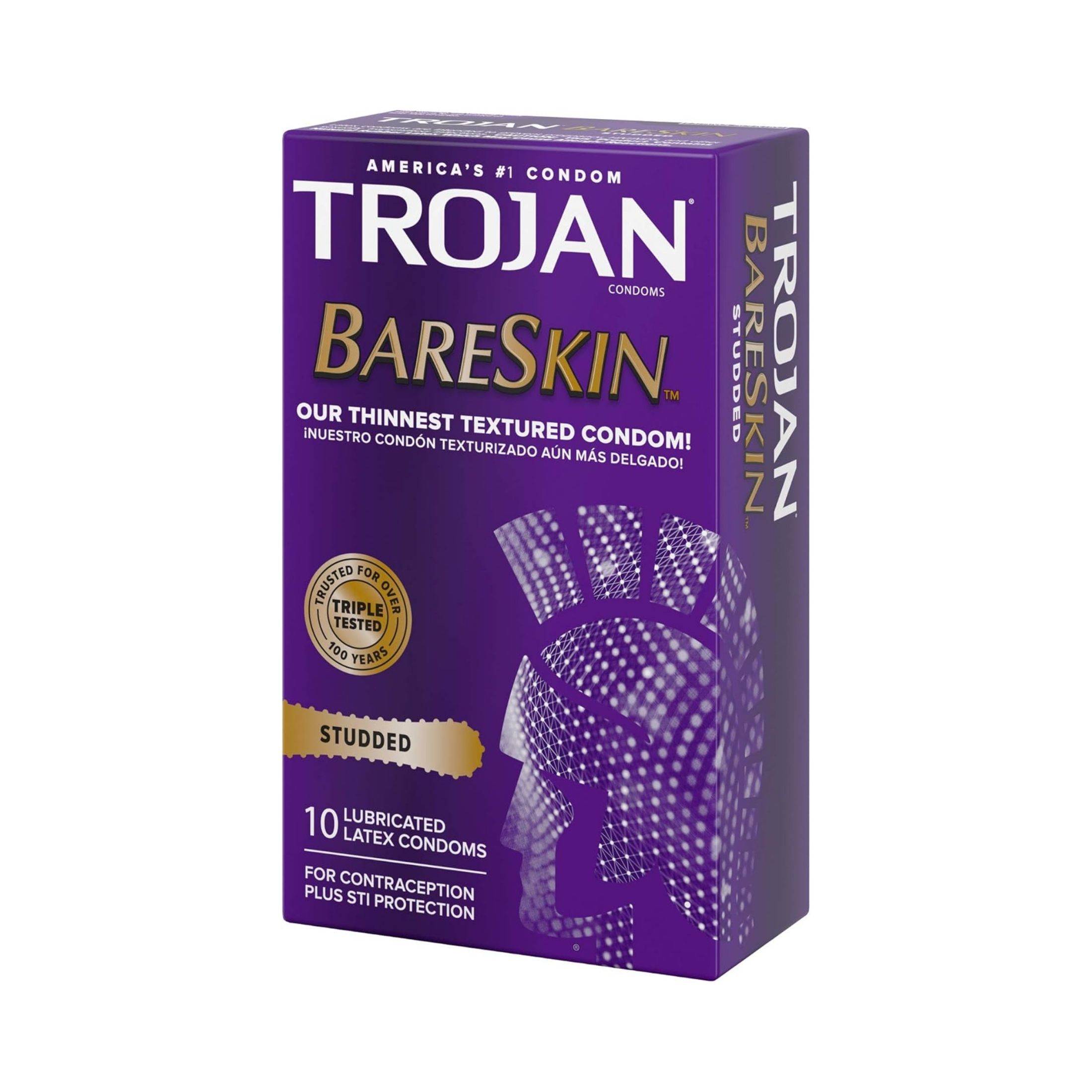 Trojan Studded Bareskin Premium Lubricated Latex Condoms