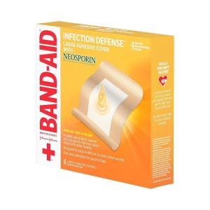 Band Aid Brand Band-Aid Infection Defense Adhesive Wound Covers With Neosporin Ointment, Large, 6ct