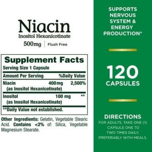 Nature's Bounty Flush Free Niacin Capsules 500mg