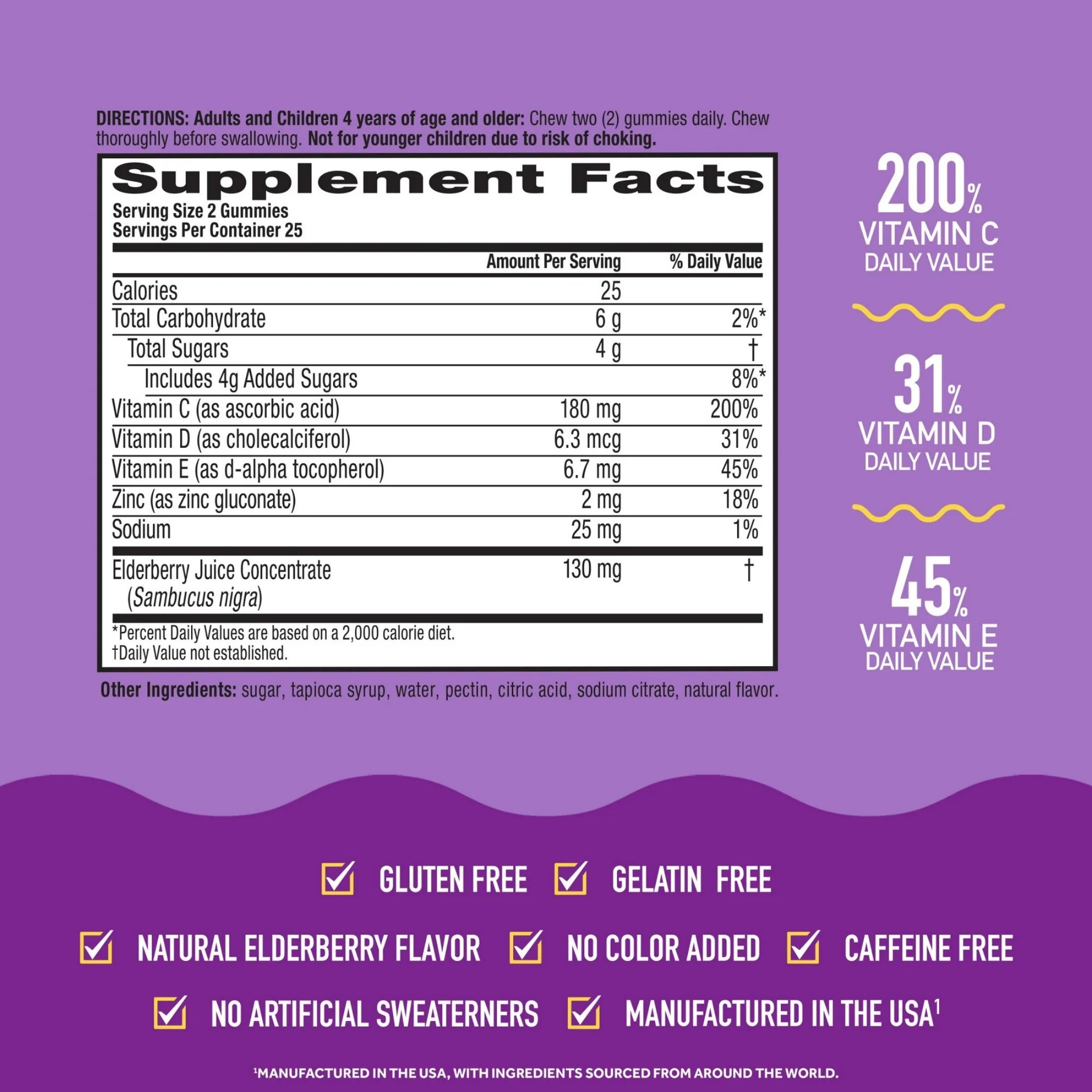 Airborne Immune Support Supplement, 180 Mg, Gummies, Elderberry Flavor