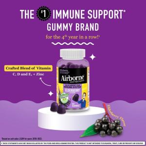 Airborne Immune Support Supplement, 180 Mg, Gummies, Elderberry Flavor