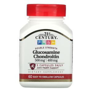 21st Century Glucosamine / Chondroitin, Double Strength, 500 Mg / 400 Mg, 60 Easy To Swallow Capsules