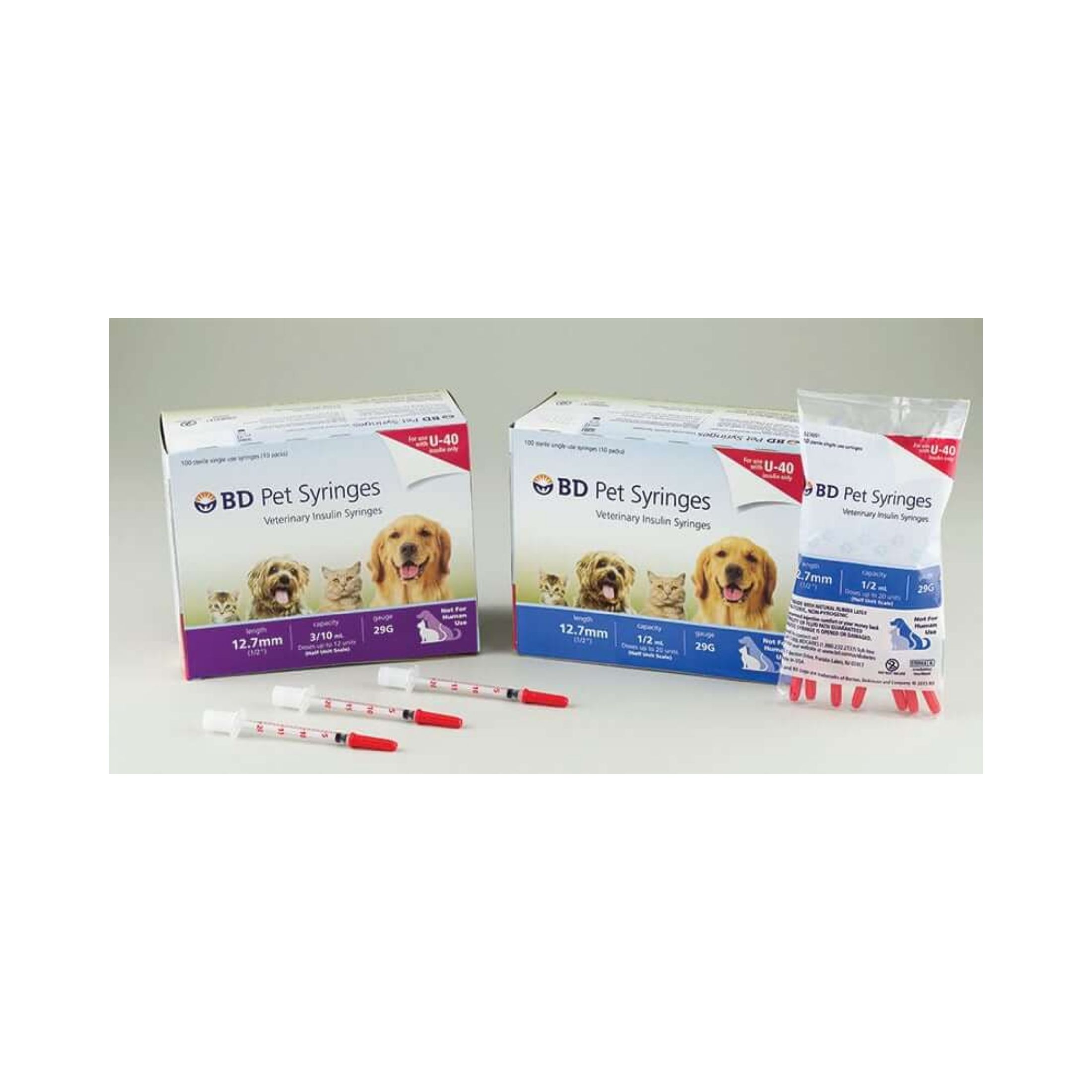 BD U40 Insulin .5Ml X 29G X 12.7MM Pet Syringe