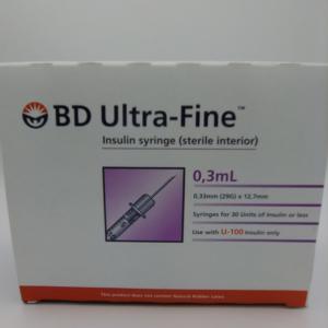 BD U40 Insulin .3Ml X 29G X 12.7MM Pet Syringe