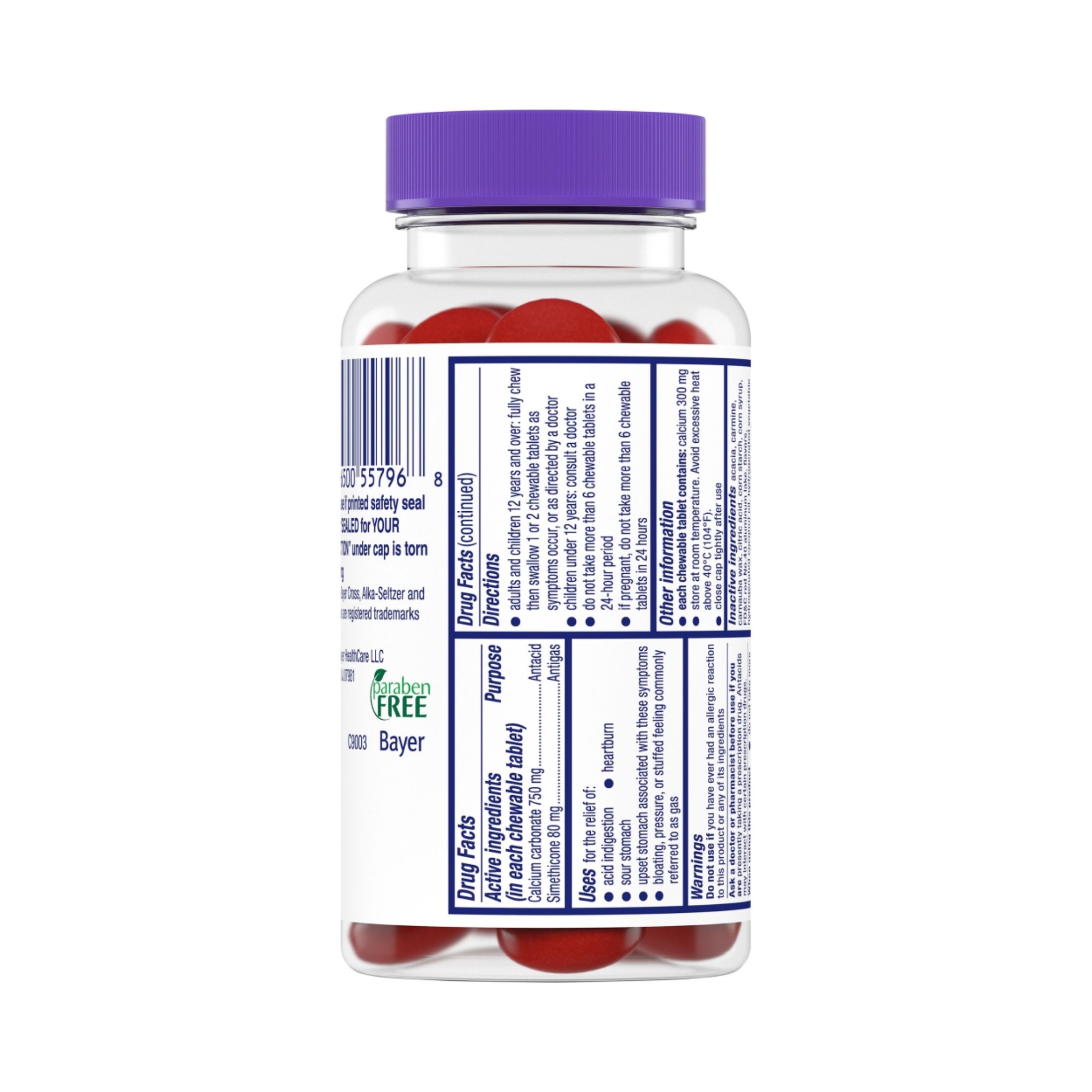 Alka-Seltzer Heartburn & Gas Relief Chews Antacid Anti-Gas Chewable Tablets Tropical Punch