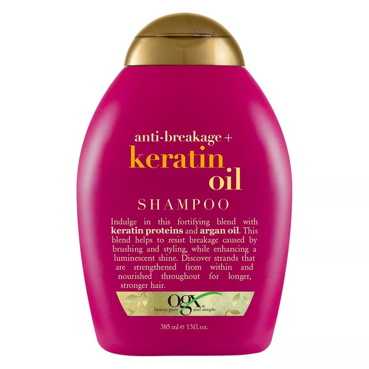 OGX Anti-Breakage + Keratin Oil Fortifying Anti-Frizz Shampoo For Damaged Hair & Split Ends - 13 Fl Oz