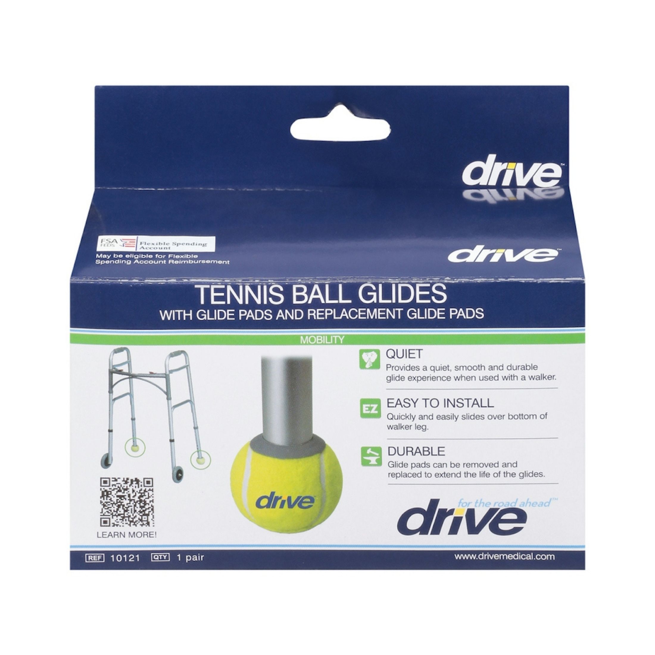 Drive Medical Walker Rear Tennis Ball Glides With Additional Glide Pads