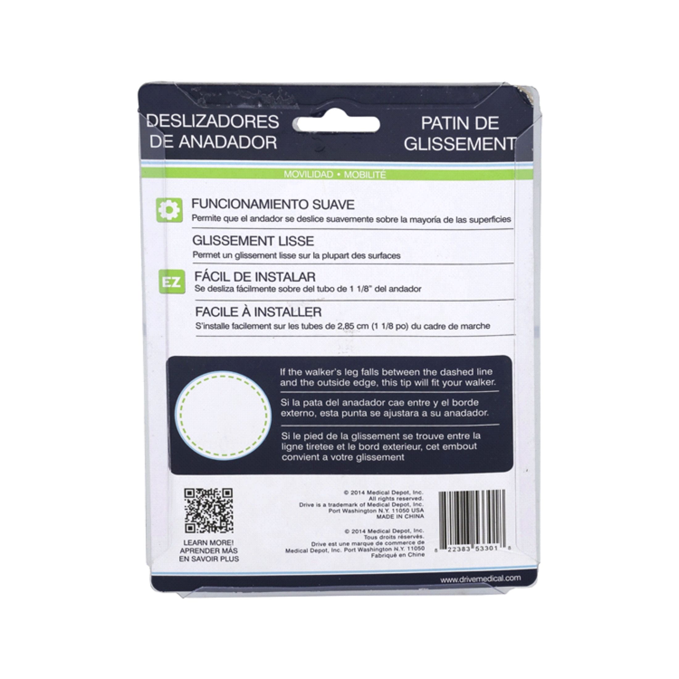 Drive Medical Walker Glide Ski, Gray, 1 Pair