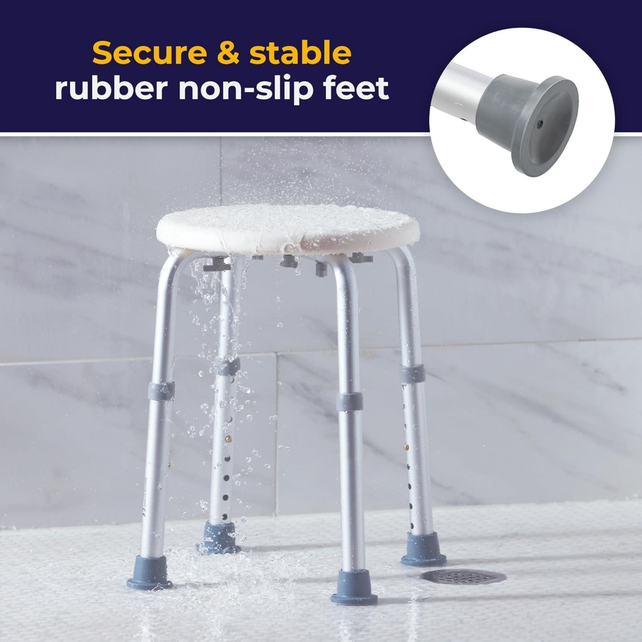 Drive Medical Adjustable Height Bath Stool, White