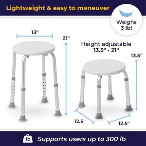 Drive Medical Adjustable Height Bath Stool, White