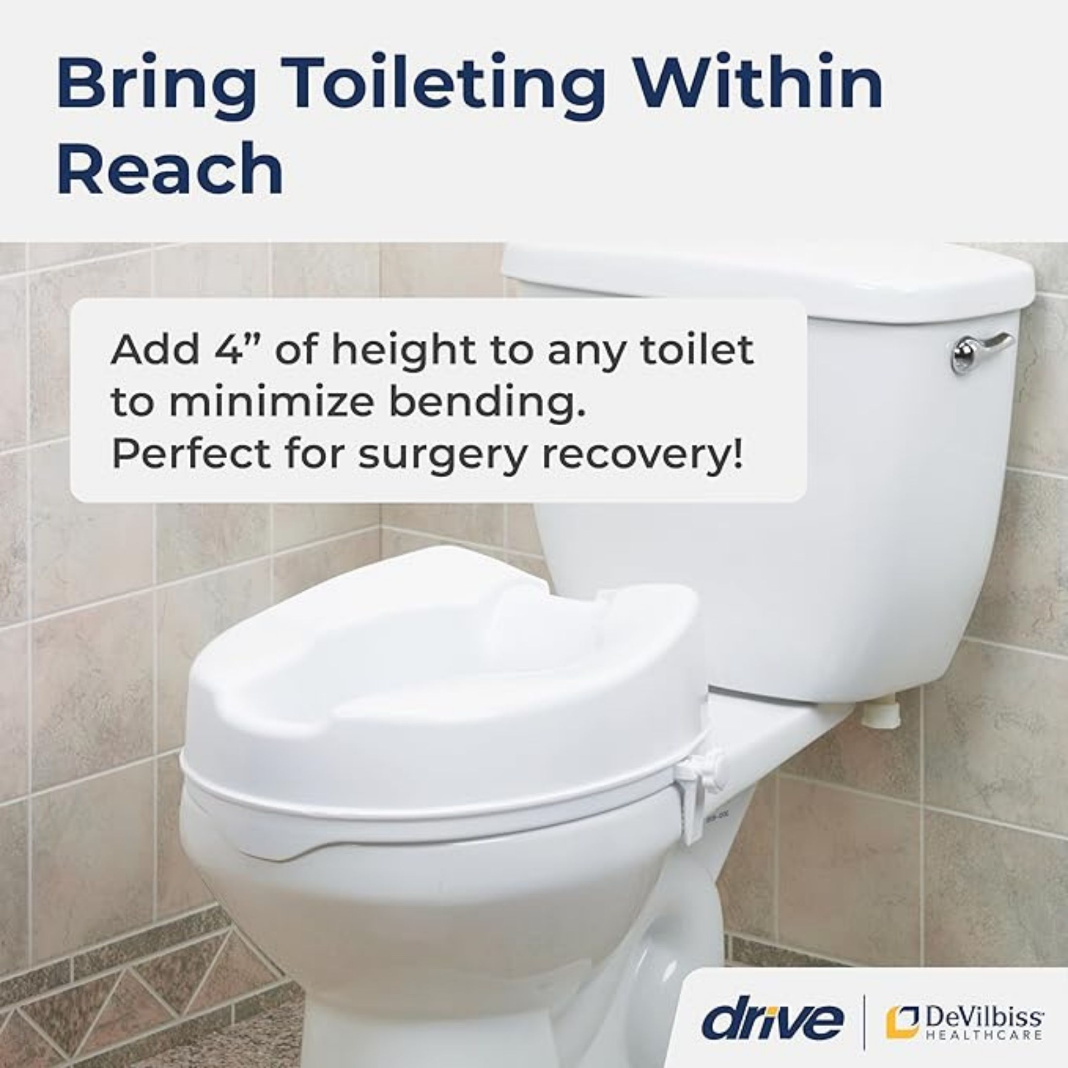 Drive Medical Raised Toilet Seat With Lock 4 White