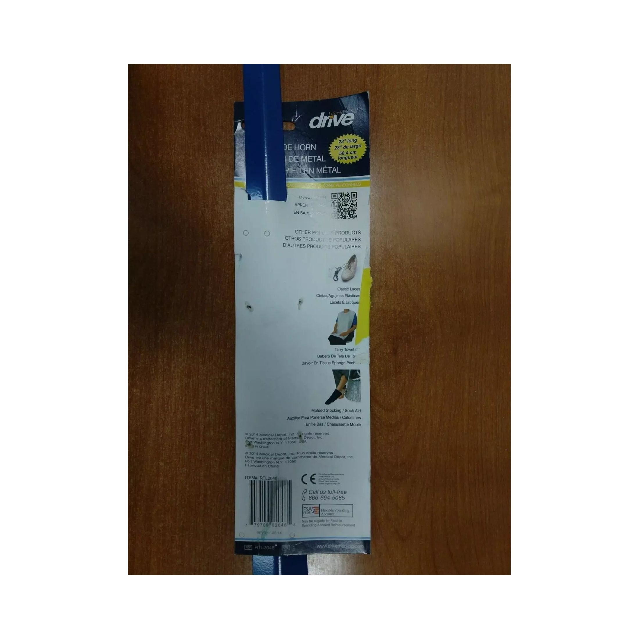 Drive Medical Max Metal Shoe Horn, Blue