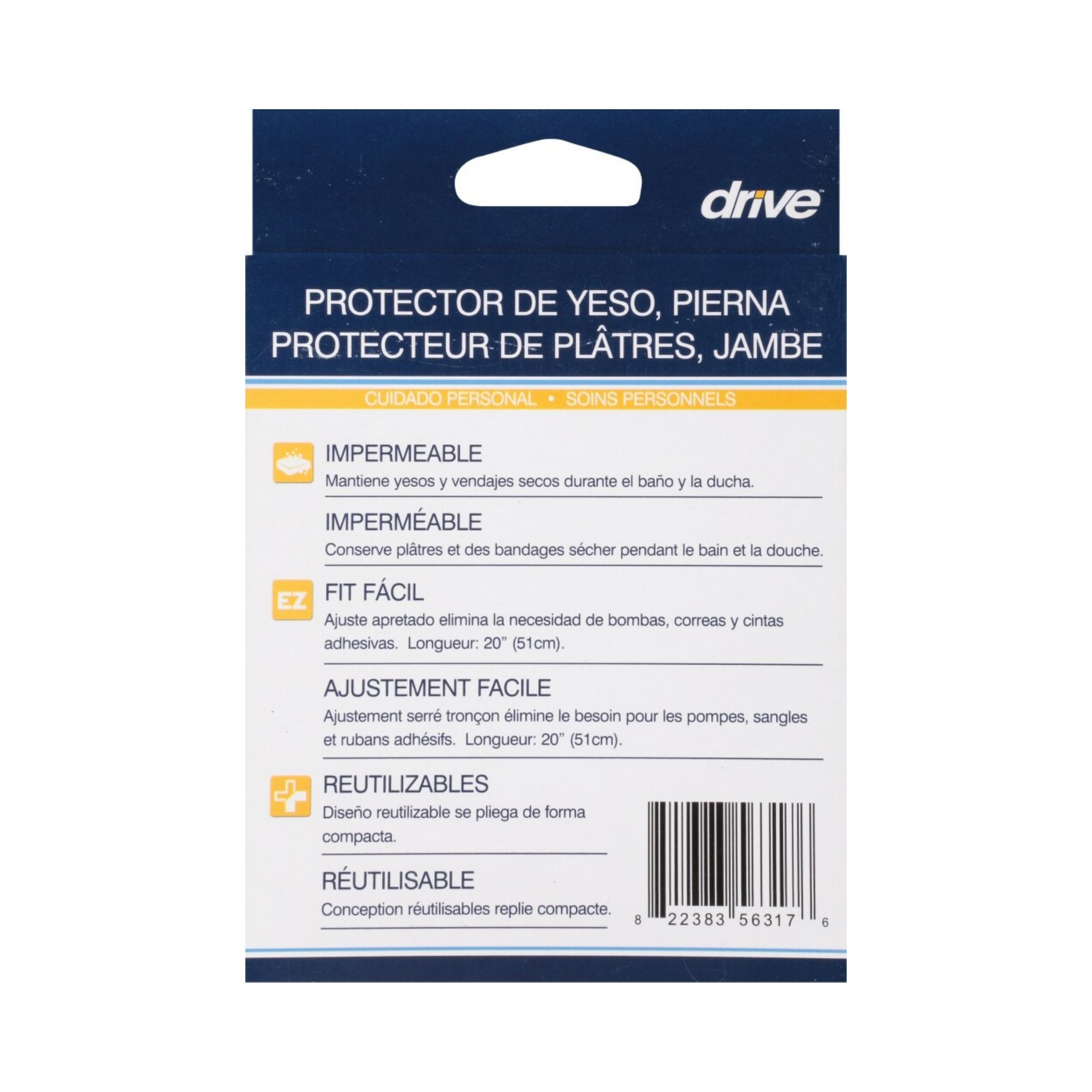 Drive Medical Waterproof Leg Cast Protector, Clear