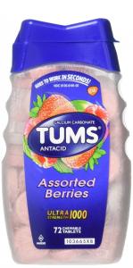 Tums Ultra Strength Chewable Antacid Tablets For Heartburn Relief, Assorted Berries