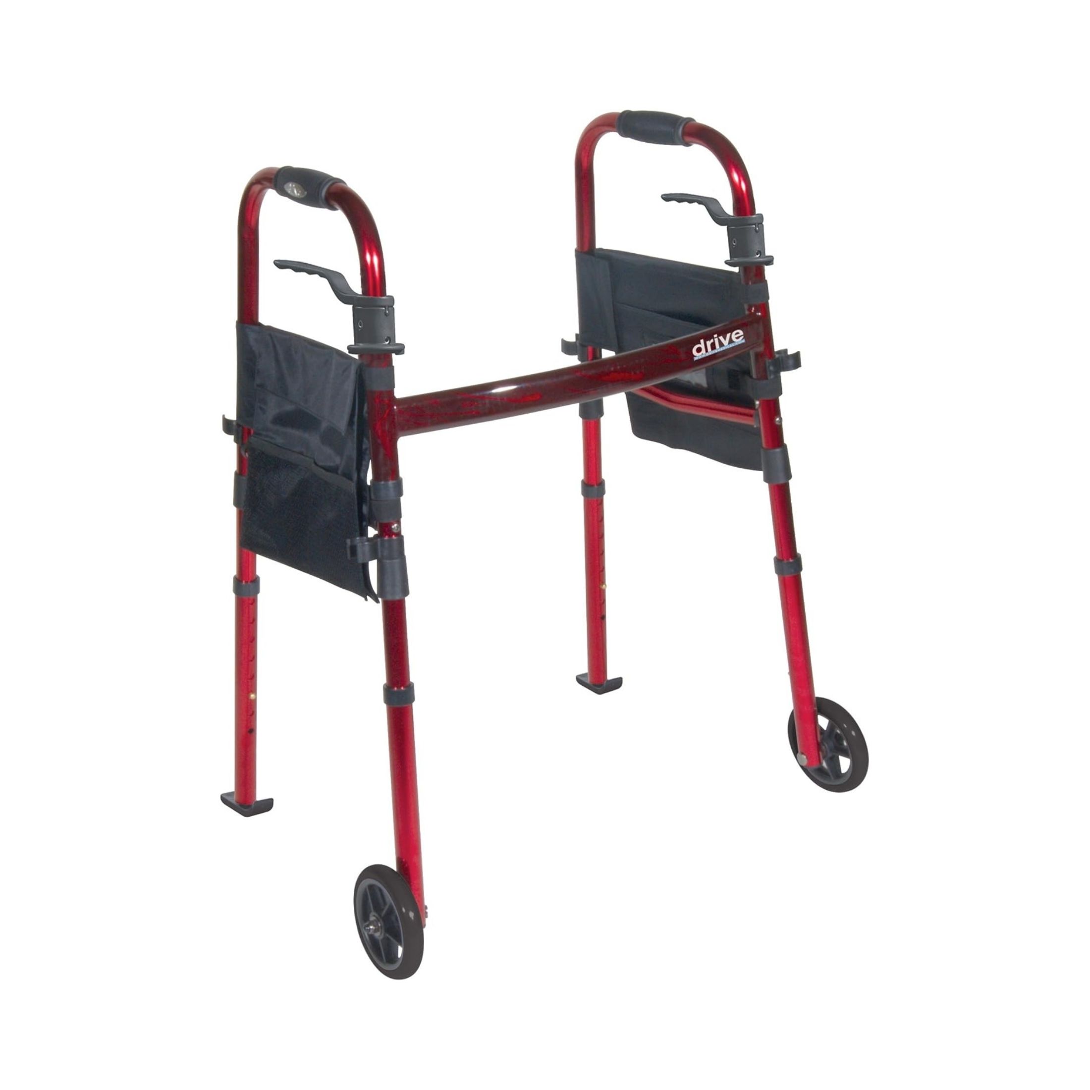 Drive Medical Portable Folding Travel Walker With 5" Wheels And Fold Up Legs