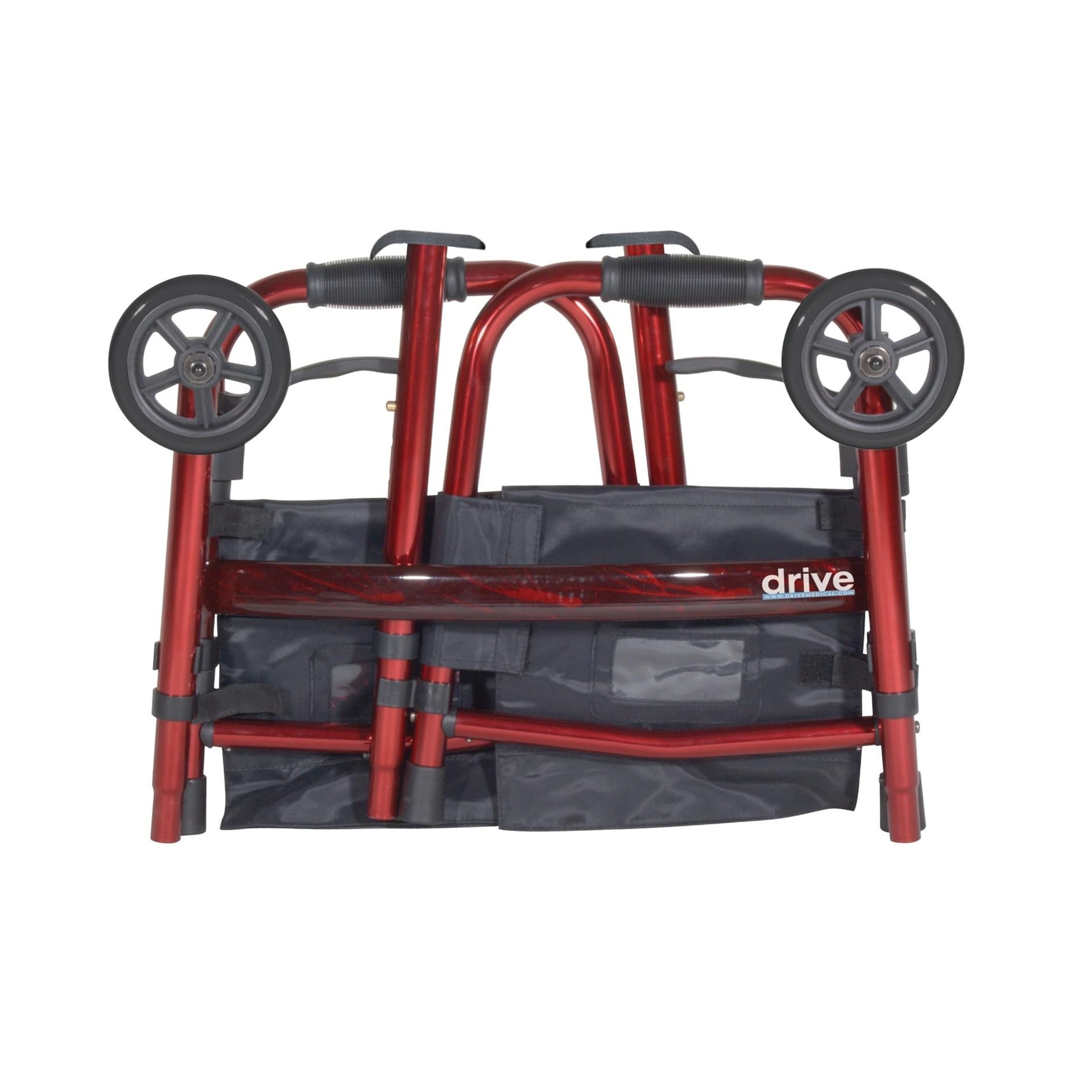 Drive Medical Portable Folding Travel Walker With 5" Wheels And Fold Up Legs