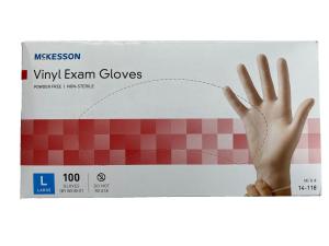 McKesson Lot 3 Boxes Vinyl Exam Gloves Large 100 Count Powder-Free Non-Sterile