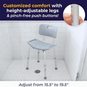 Drive Medical Bathroom Safety Shower Tub Bench Chair With Back