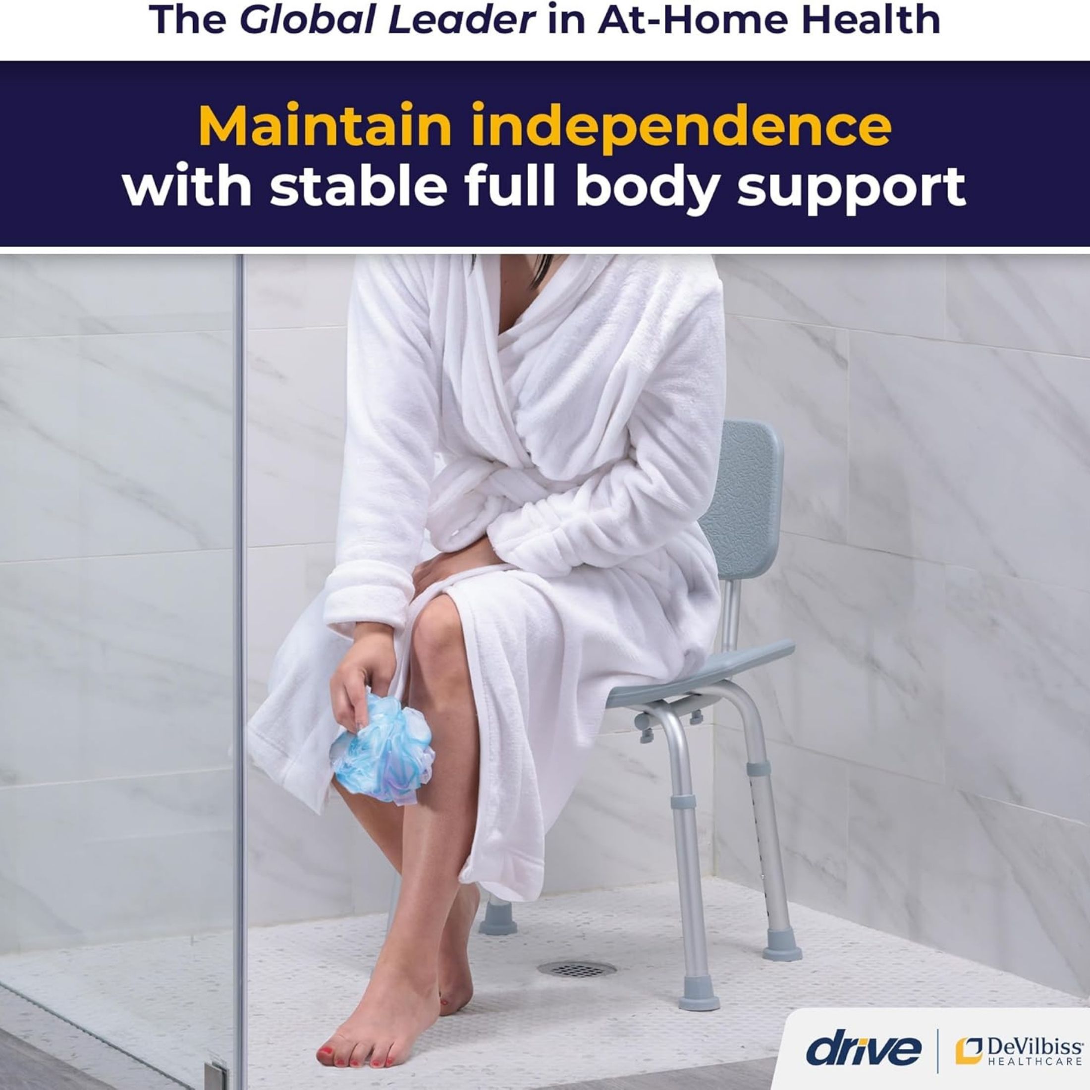 Drive Medical Bathroom Safety Shower Tub Bench Chair With Back