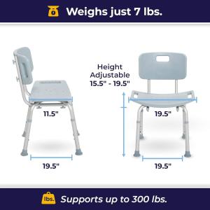 Drive Medical Bathroom Safety Shower Tub Bench Chair With Back