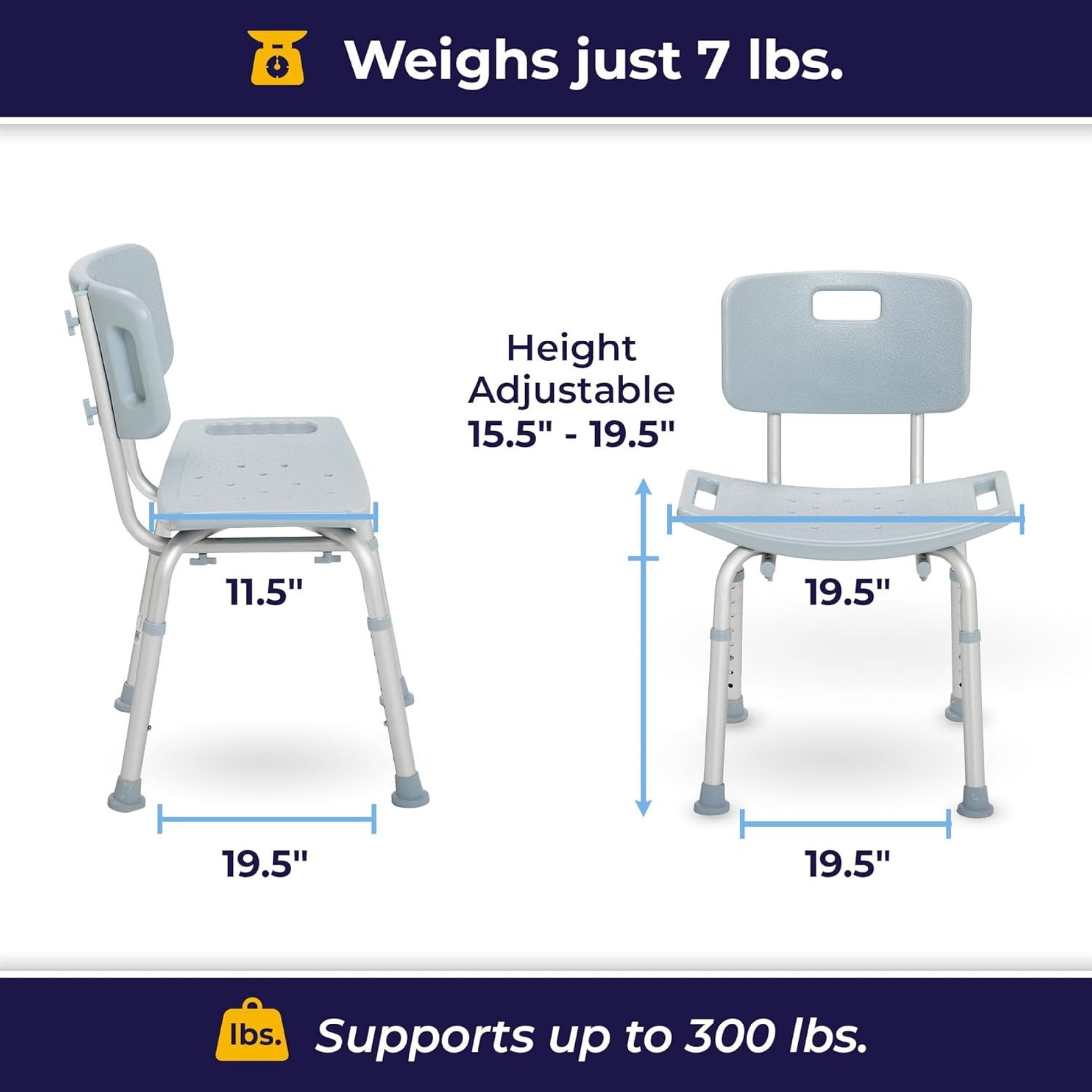 Drive Medical Bathroom Safety Shower Tub Bench Chair With Back