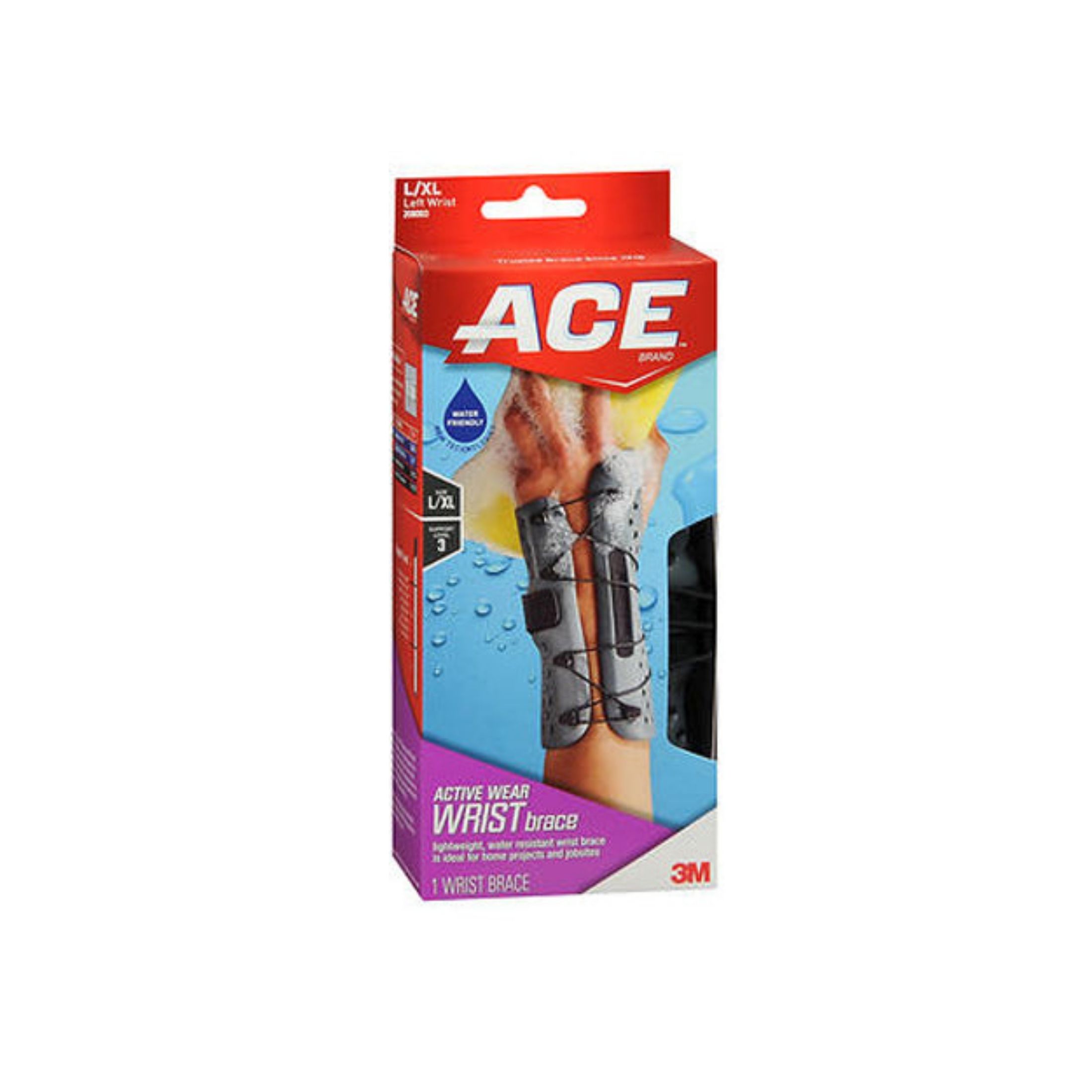 Ace Active Wear Wrist Brace, Large/X-Large, America's Most Trusted Brand Of Braces And Supports, Money Back Satisfaction Guarantee