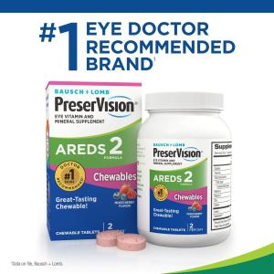 PreserVision Areds 2 Formula Eye Vitamin And Mineral Supplement Chewable Tablets, Mixed Berry Flavor