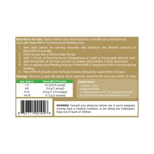 NanoVM tf Pediatric Tube Feeding Formula 275 Gram Jar Powder Unflavored Ages 1-18 Years