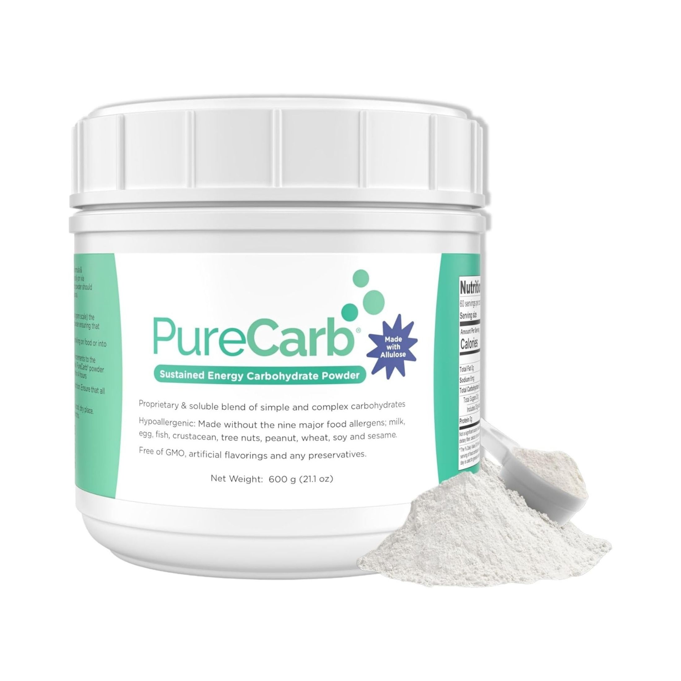 Solace Nutrition PureCarb (600g) Sustained Energy Carbohydrate Powder Blend Of Simple & Complex Carbohydrates