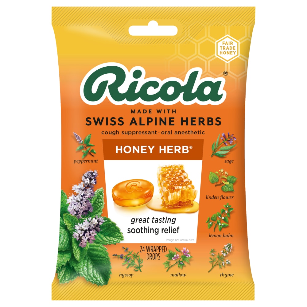 Ricola Cough Suppressant Throat Drops Natural Honey Herb