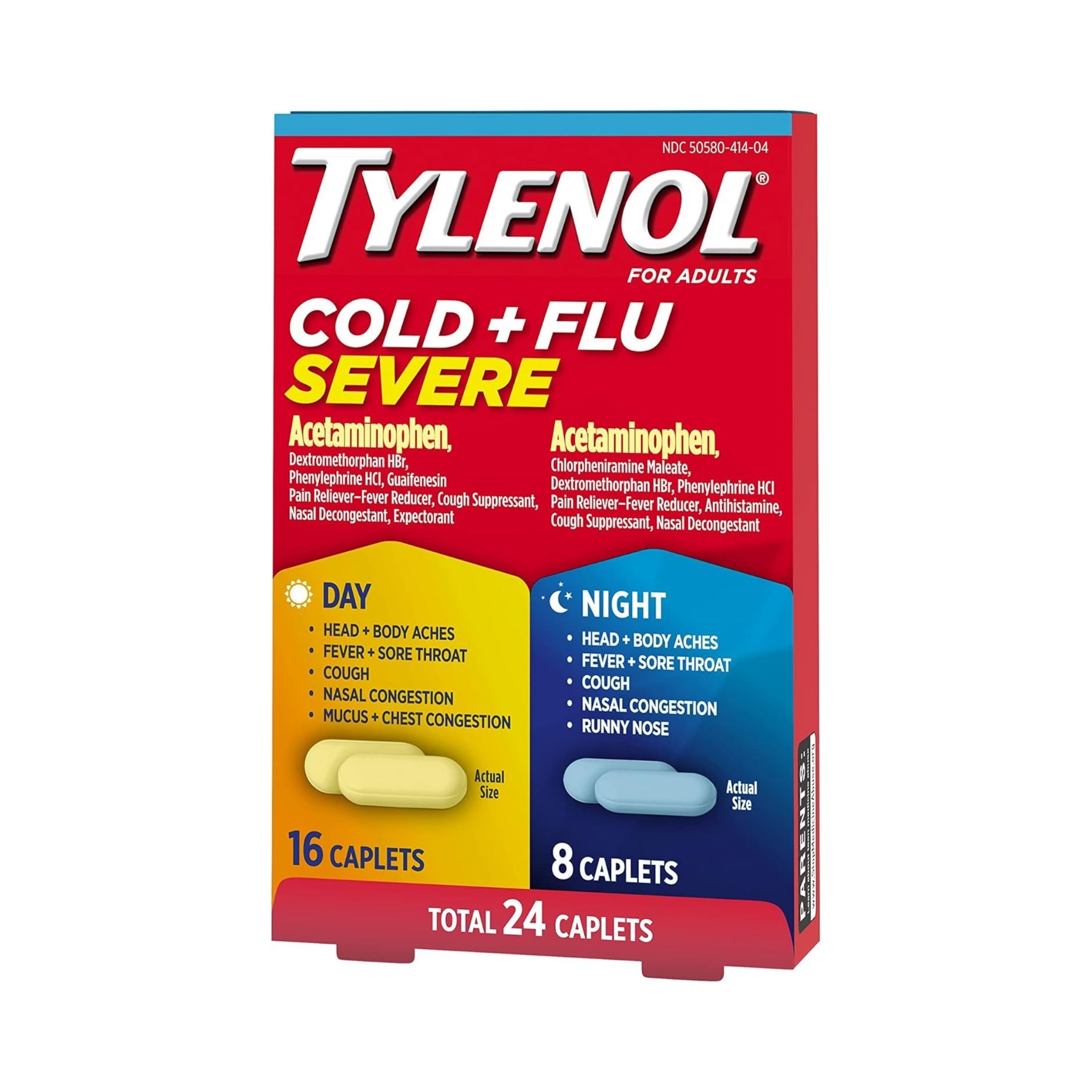 Tylenol Cold + Flu, Severe, Day/Night, Caplets, For Adults