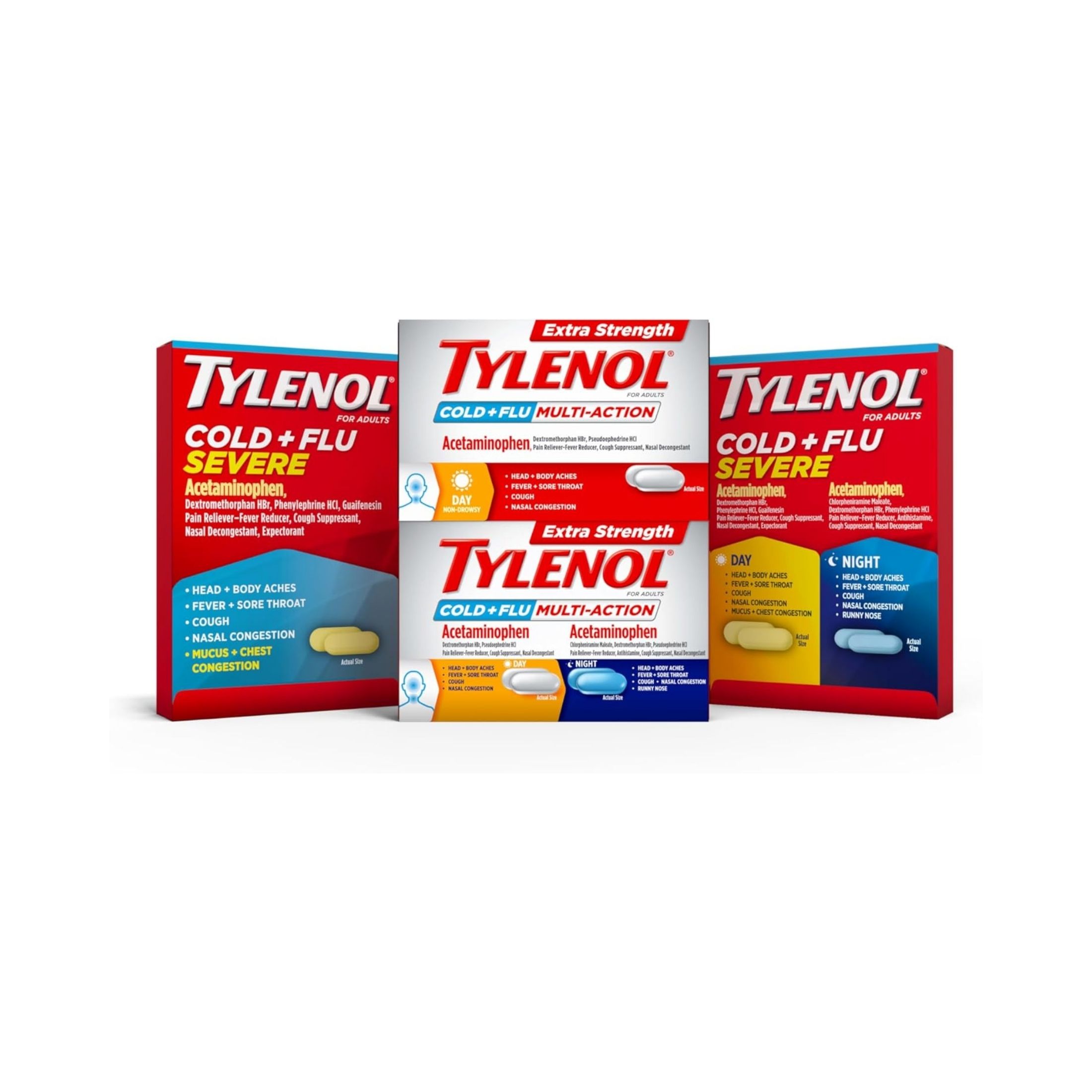 Tylenol Cold + Flu, Severe, Day/Night, Caplets, For Adults